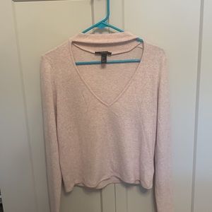 Sweater size large low neck soft cotton material, light pink color